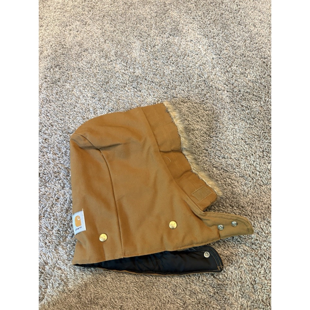 Carhartt Detach Hood Unisex One Size Brown Duck Canvas Snap Quilt Lined A01 USA